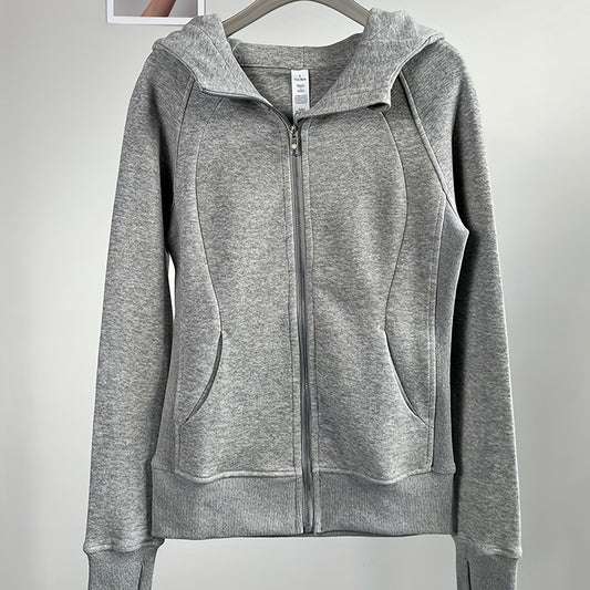Women's Hooded Slim Fit Sports Jacket with Thumb Hole