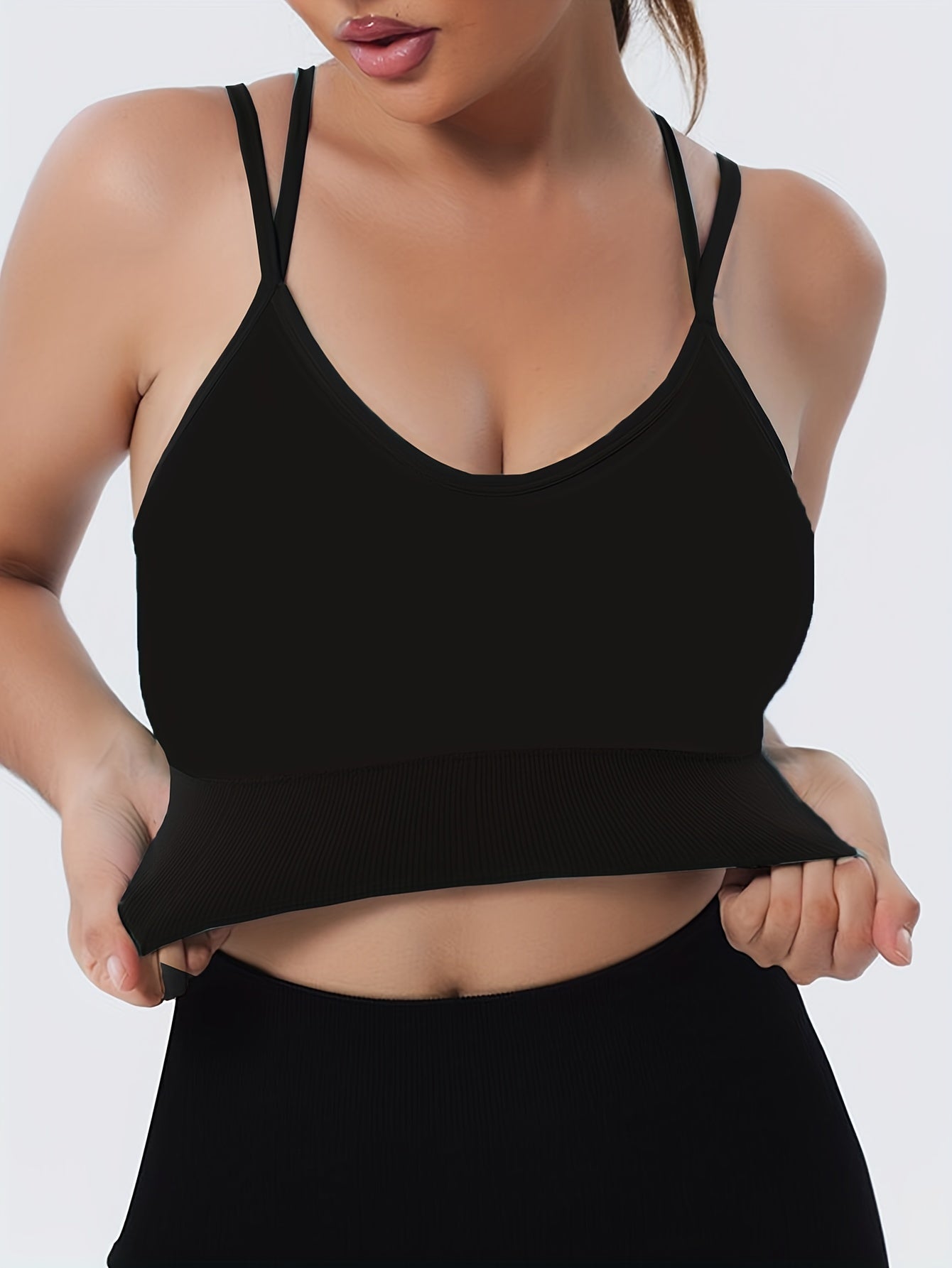 Medium Support Cross Back Sports Bra Shockproof Fitness Yoga Bra