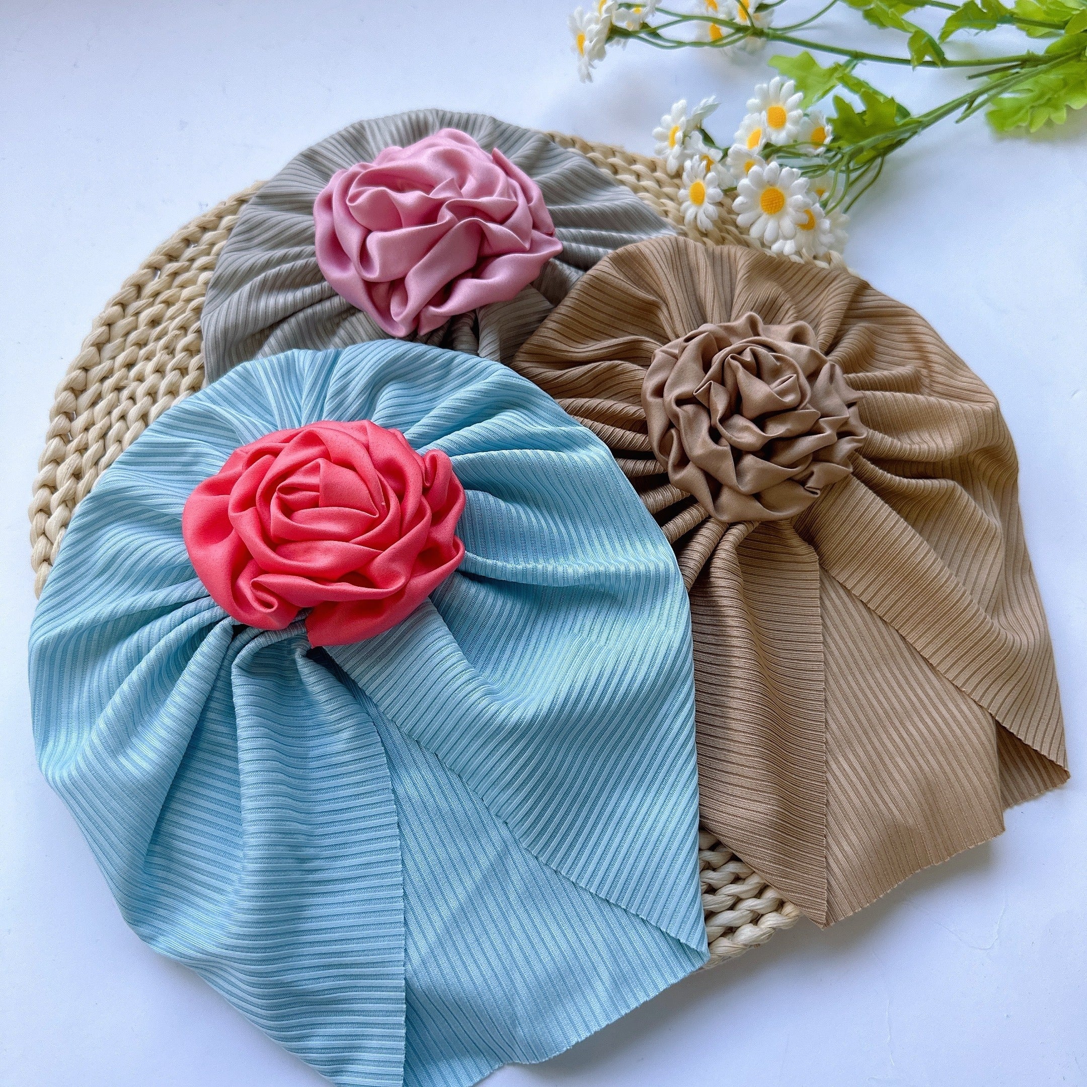 Soft Elastic Strip Flower Baby Hat For Girl