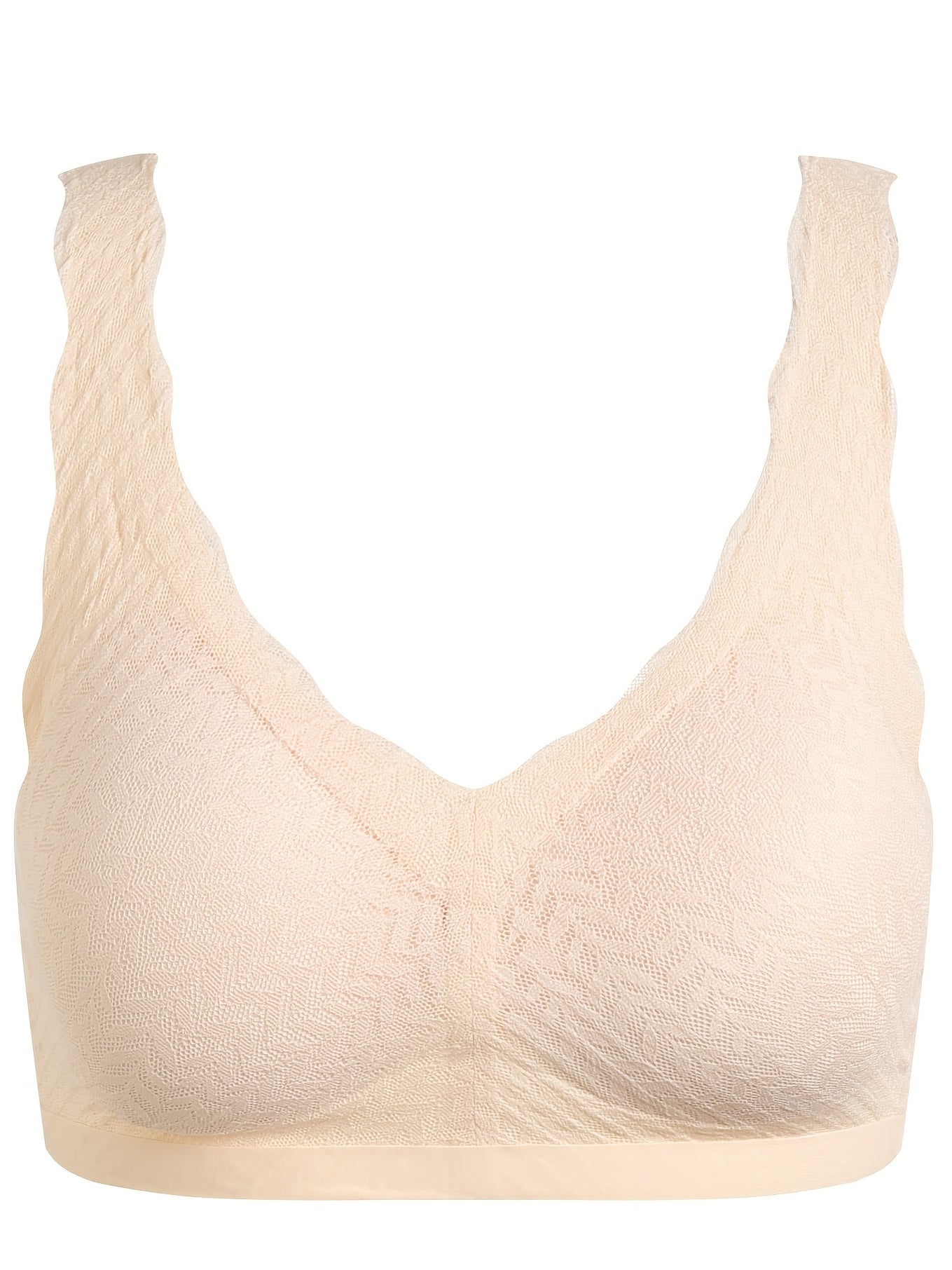 Scallop Trim Wireless Push-Up Bra Textured Lingerie