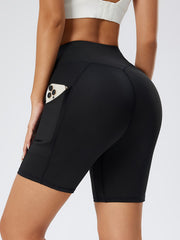 High Waisted Sports Shorts with Pockets, Tummy Control Yoga Leggings