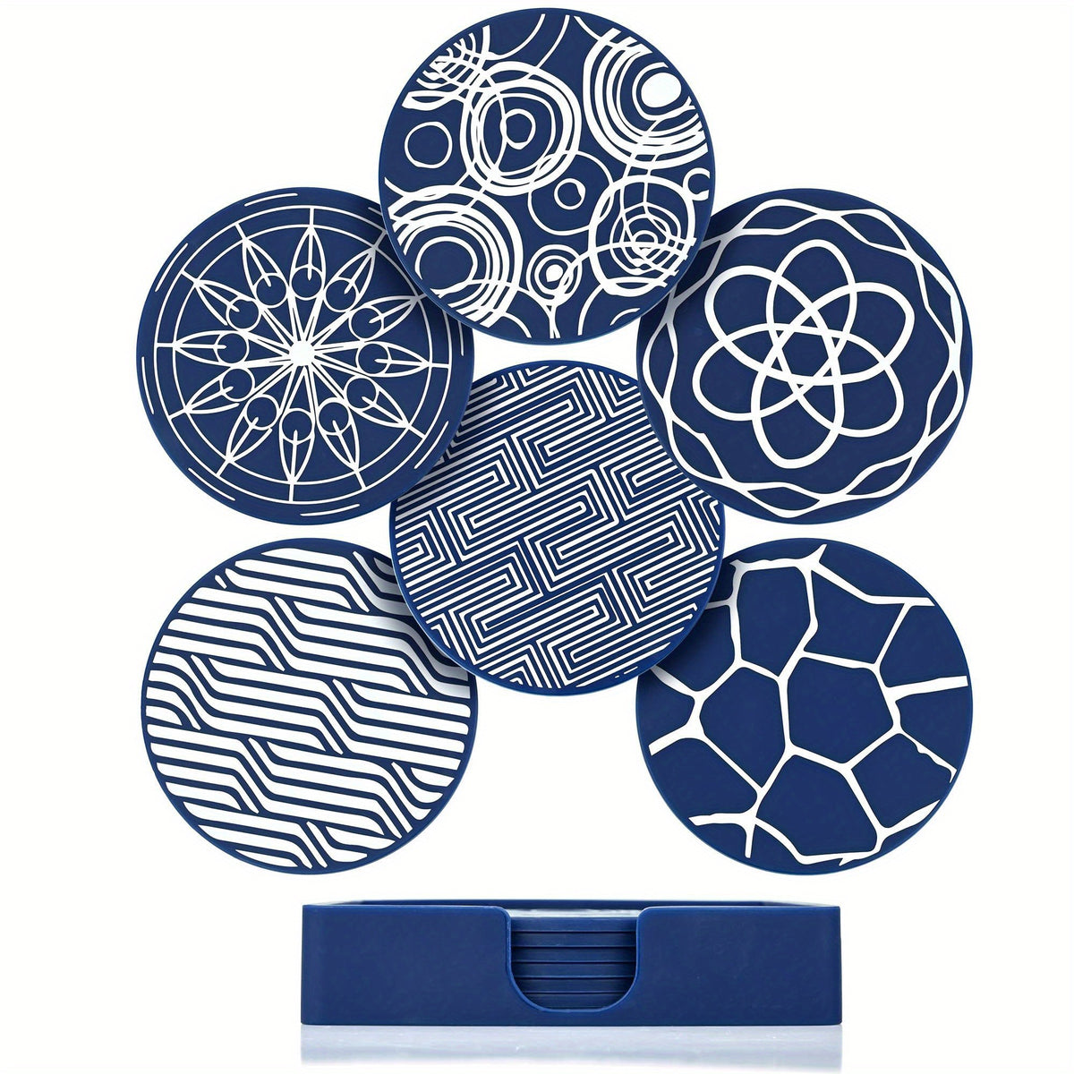 6pcs Silicone Rubber Coasters with Storage Box, Non-slip Cup Mat
