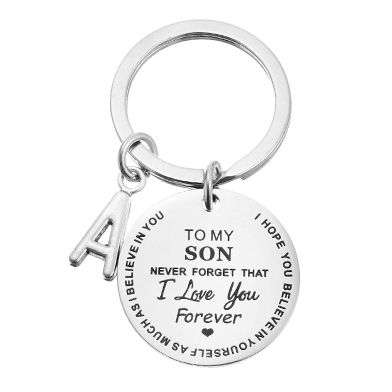 Stainless Steel Jewelry Keychain TO MY SON Inspirational Letters