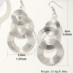 Round Shape Dangle Earrings Stainless Steel Jewelry