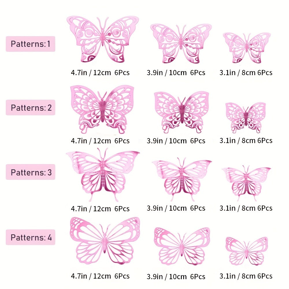72pcs 3D Butterfly Wall Decor Stickers Silvery Party Decorations