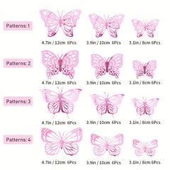 72pcs 3D Butterfly Wall Decor Stickers Silvery Party Decorations