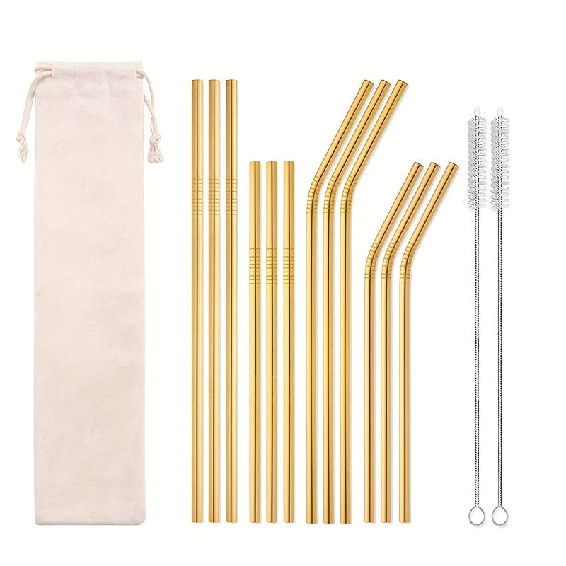 12pcs Stainless Steel Metal Straws with Cleaning Brushes for 20oz and 30oz Cups