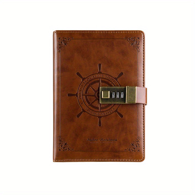 Sailor Style Retro Password Book PU Notebook With Lock Student Diary B6
