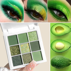 Green Eyeshadow Palette Matte & Shimmer Effects Waterproof Long Lasting