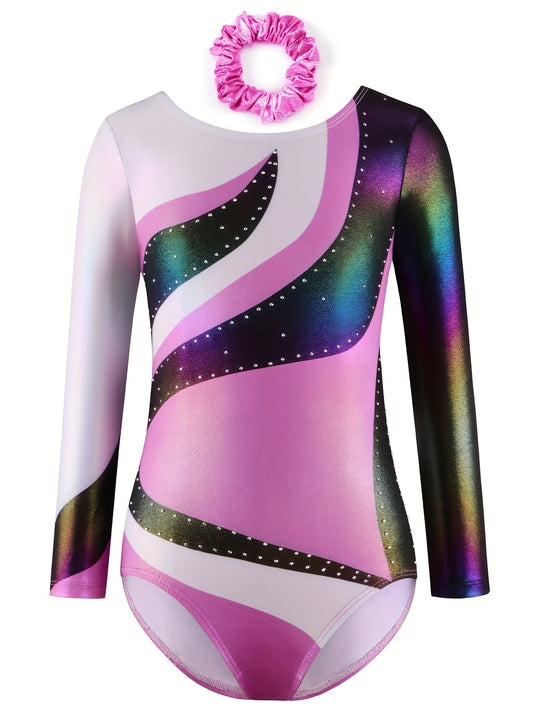 Stretchy Crew Neck Gymnastics Leotard Jumpsuit for Dance Sports