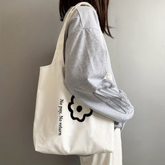 Floral Canvas Tote Bag Lightweight Shoulder Shopping Casual Commuter