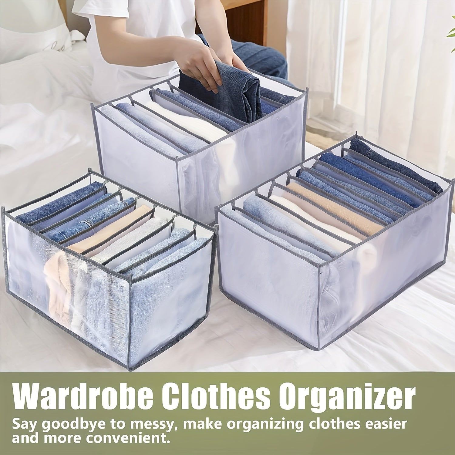 Mesh Jeans Divider Storage Box Closet Organizer