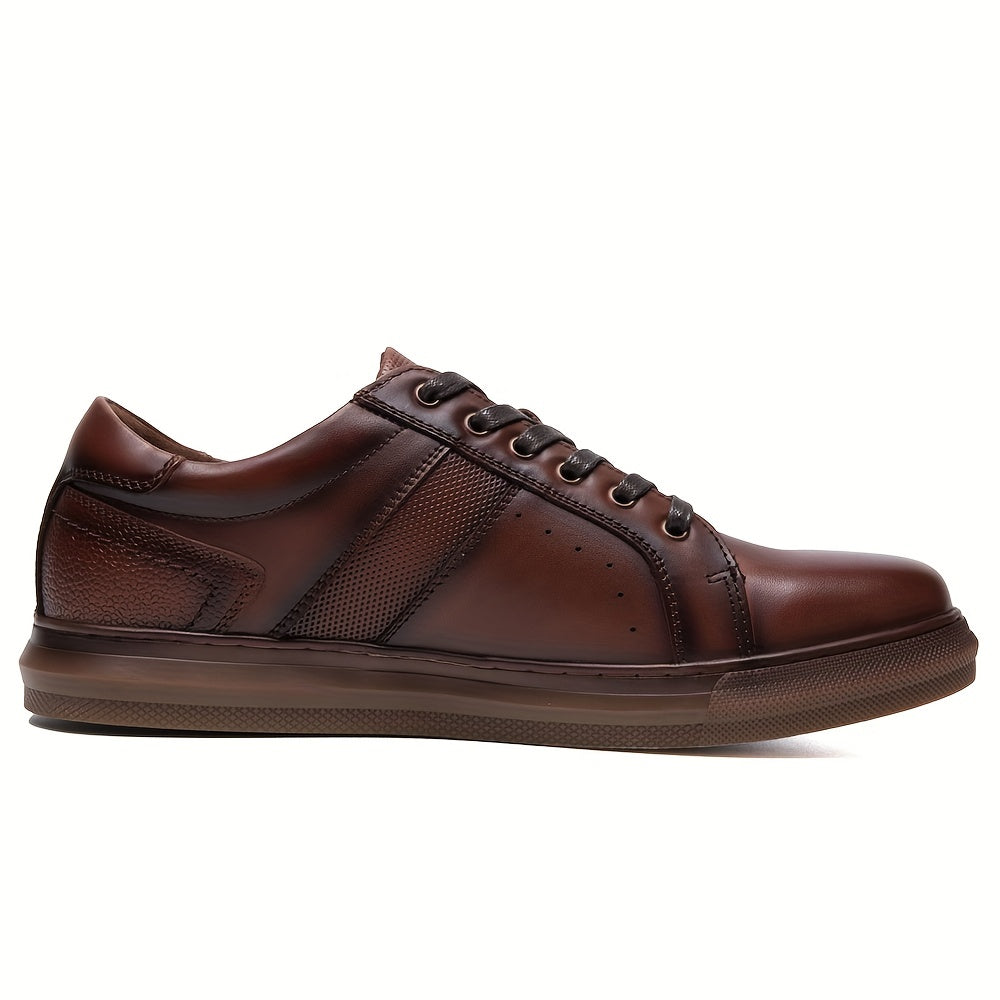 Men's Leather Lace up Sneaker Easy To Clean Shoes Retro Vintage Style
