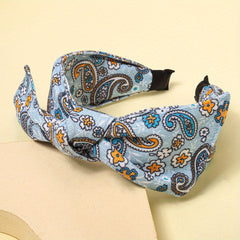 Boho Denim Headband Bow Knotted Hair Hoop Wide Headdress Retro Hair Accessory