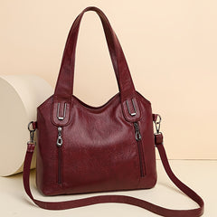 Retro PU Leather Shoulder Bag Zipper Front Crossbody Bag For Women