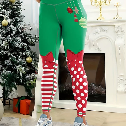 Christmas Print Yoga Pants Elastic Sports Leggings Women's Activewear