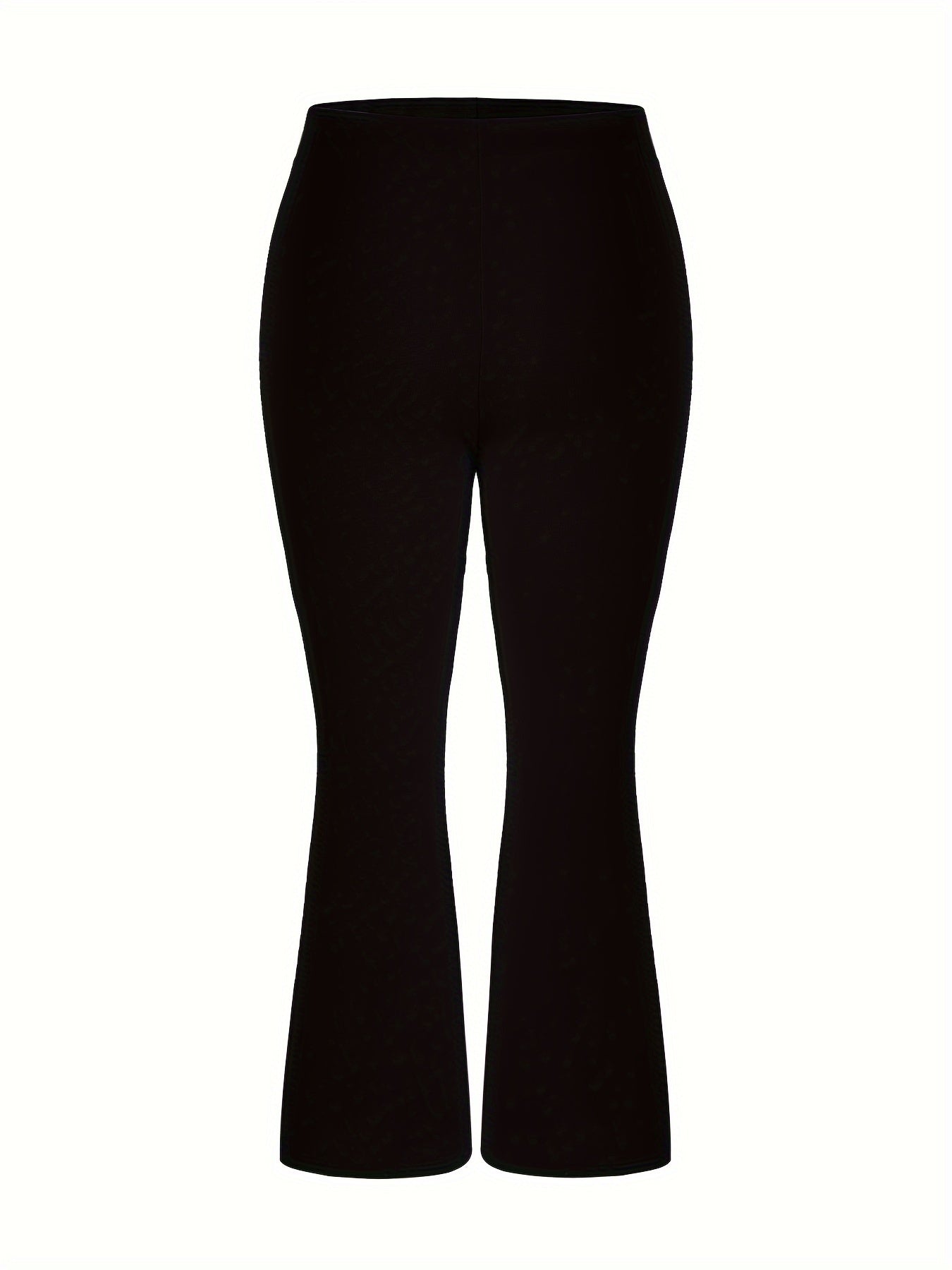  Solid Flared Leg Stretch Trousers