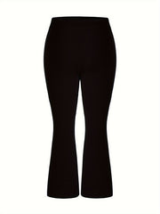  Solid Flared Leg Stretch Trousers