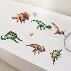 6Pcs Cartoon Dinosaur Bathtub Stickers Waterproof Frosted Stickers
