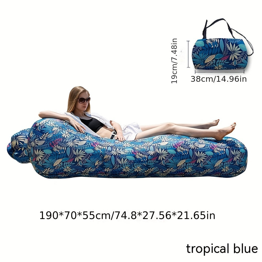 Portable Leaf Printed Inflatable Sofa for Beach and Camping