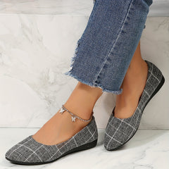Plaid Pattern Slip On Flat Shoes for Women