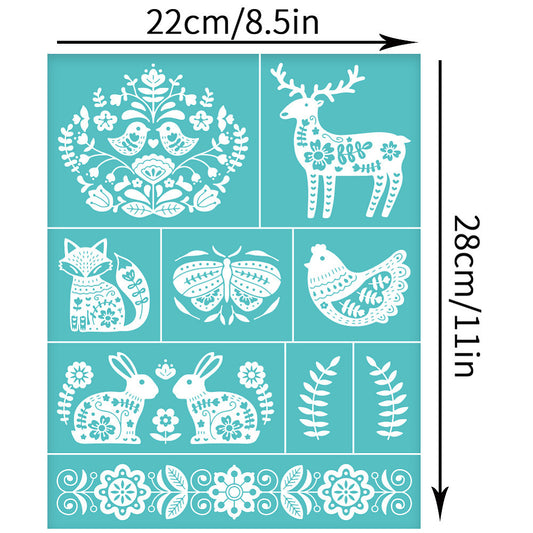 2pcs Folk Art Self Adhesive Silk Screen Printing Stencil