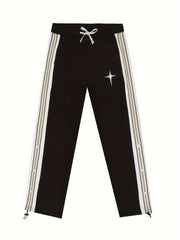 Men's Loose Stripe Pants With Pockets Casual Trousers