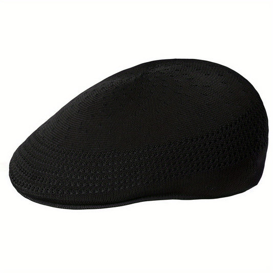 Men's Mesh Knitted Beret Newsboy Caps Thin Breathable Flat Cap