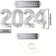 24pcs Silvery Year Theme Party Balloon Decoration Set