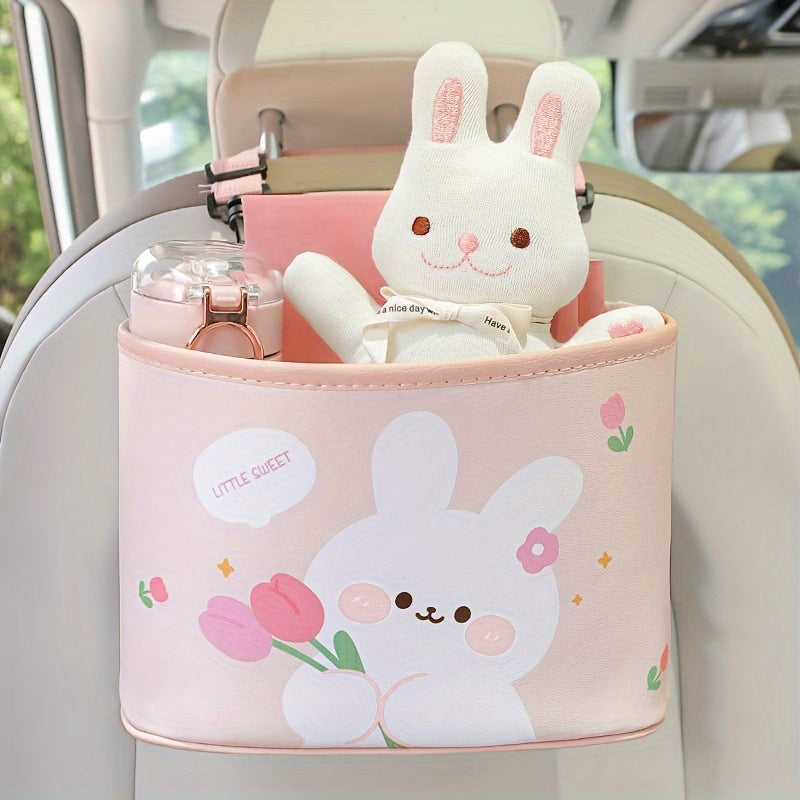 Cartoon Bear Car Seat Back Storage Bag Car Trash Can