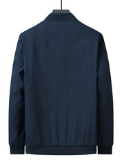 Men's Zipper Plain Jackets Windproof Casual Baseball Jacket