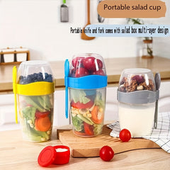 Leakproof BPA Portable Breakfast Cup with Fork for Yogurt Oatmeal Salad Lunch