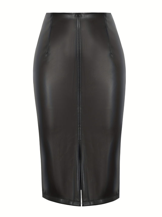 Sexy High Waist Faux Leather Pencil Skirt