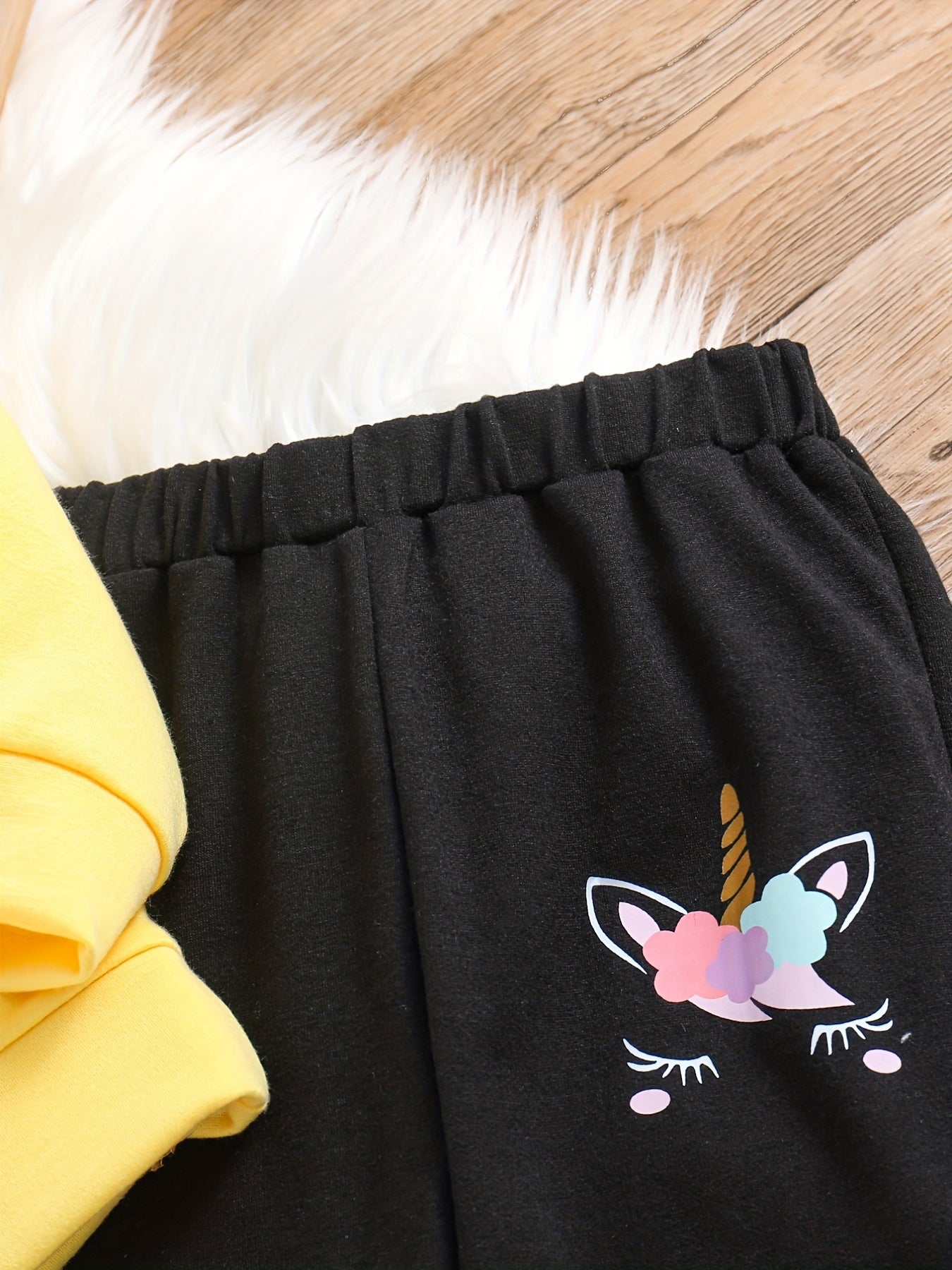 Girl's Unicorn Pattern 2pcs Sweatshirt & Sweatpants Set