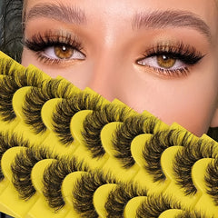 10 Pairs Fluffy Thick False Eyelashes Natural Look Wispy Curly 3D