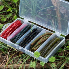 50pcs Senko Worms Fishing Lures Kit, Soft Plastic Bait for Bass Trout