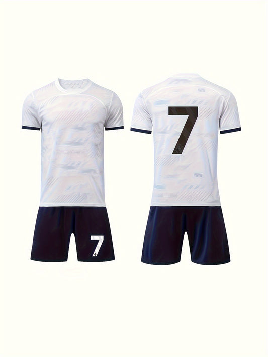 2 Boys Breathable Sports Football Training Outfit Quick Drying T-shirt & Shorts