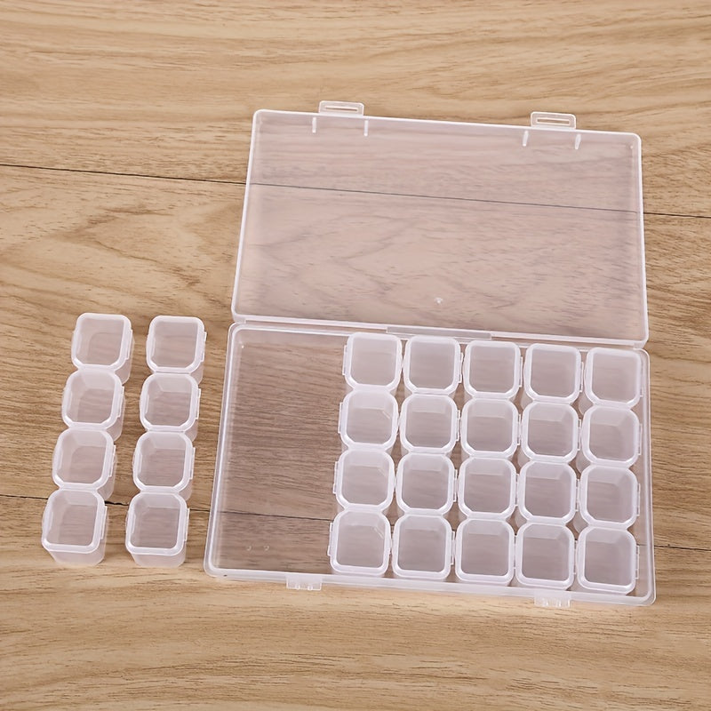 Clear Plastic Storage Box Nail Art Jewelry Case 28 Grids