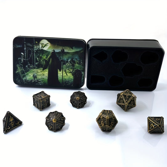 7pcs Wizard Metal Solid Dice for Table Game Entertainment