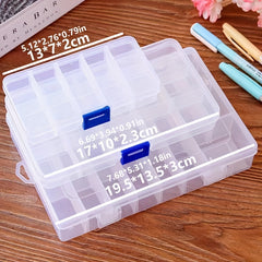 Grid Transparent Plastic Storage Box for Jewelry Fishing Gear Medicine