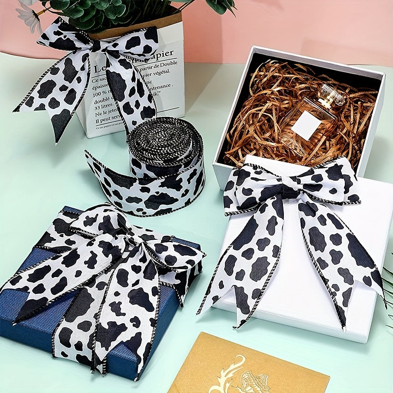 Cow Print Wired Edge Ribbon Cow Spot Pattern Ornaments Fabric Ribbons