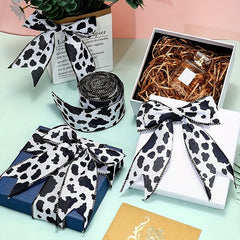 Cow Print Wired Edge Ribbon Cow Spot Pattern Ornaments Fabric Ribbons