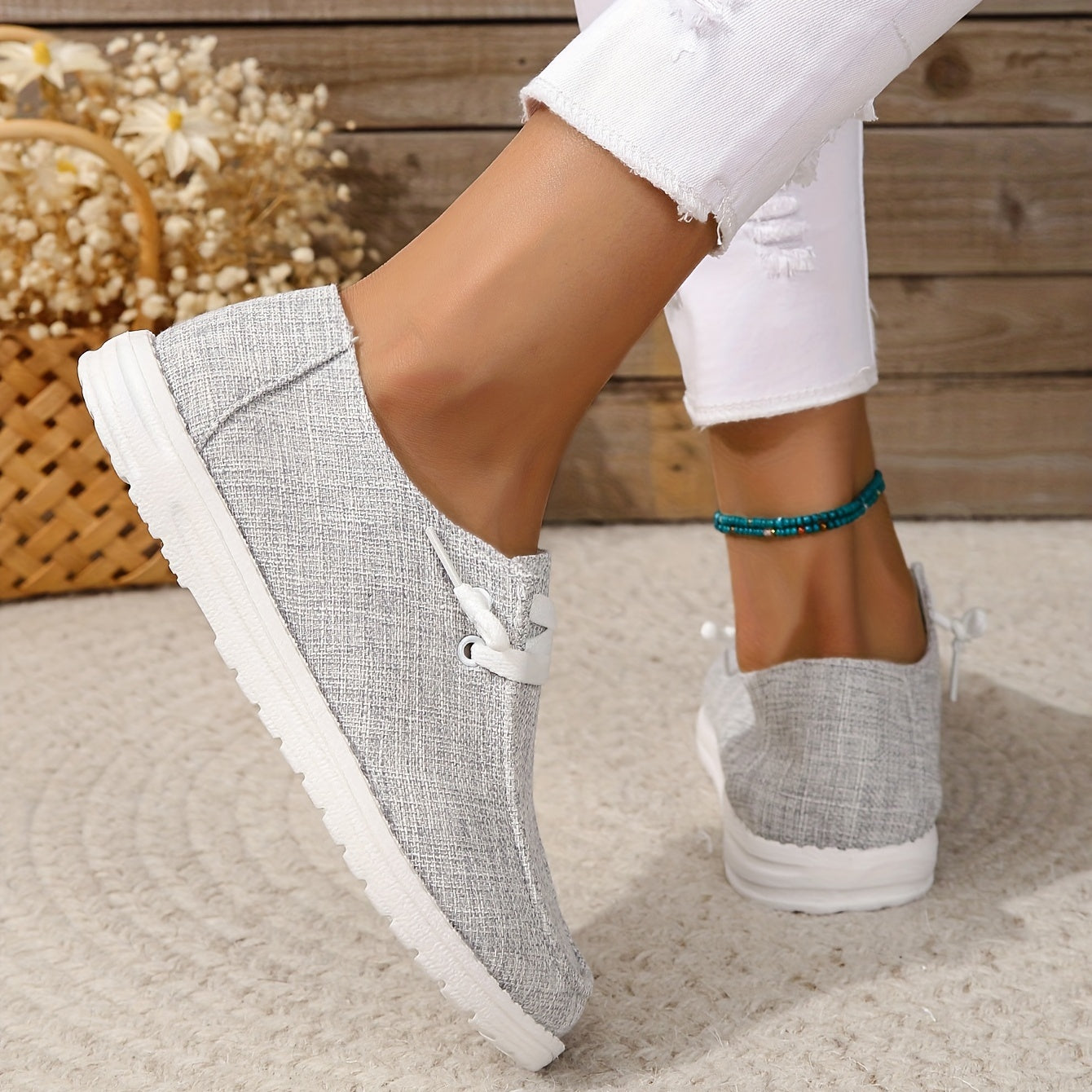 Women's Casual Canvas Slip-On Loafers Lightweight Walking Shoes