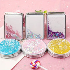Double-Sided Sparkly Glitter Quicksand Makeup Mirror