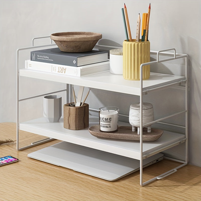 Desktop Rack Desk Storage Double Layer Shelf Office Dormitory Cosmetic Finishing