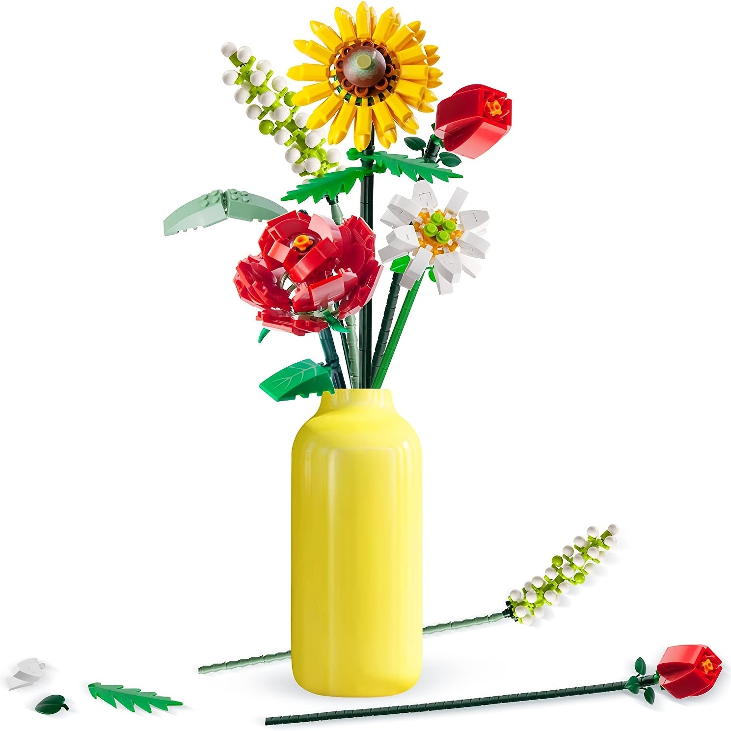 DIY Mini Flower Bouquet Building Blocks Set - Sunflower Rose Lily Fox