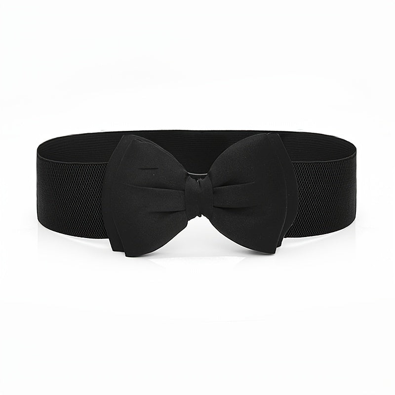 Wide Elastic Bowknot Waist Belt Band Snap Buckle Belt