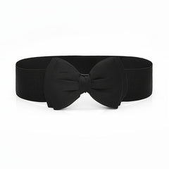Wide Elastic Bowknot Waist Belt Band Snap Buckle Belt