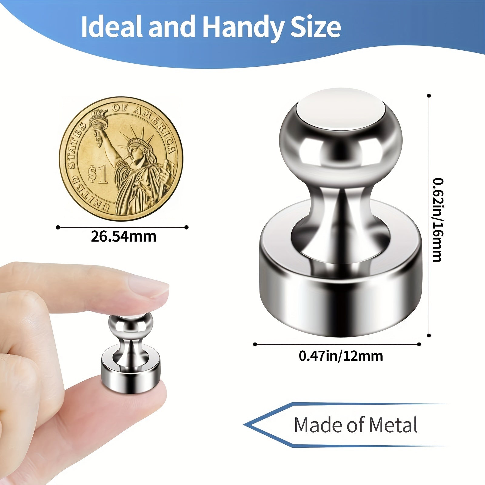 16pcs Magnetic Push Pins Neodymium Magnet Whiteboard Magnets