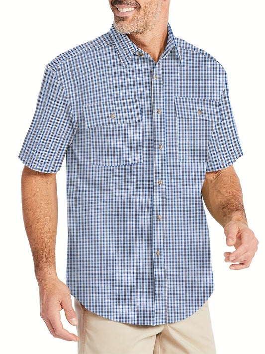 Plaid Print Short Sleeve Shirt Men s Casual Summer Top